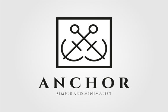 Anchor Ship Logo Minimalist Line Art