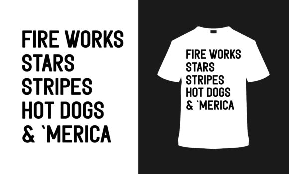 Fire Works Stars 4th July T-shirt Design