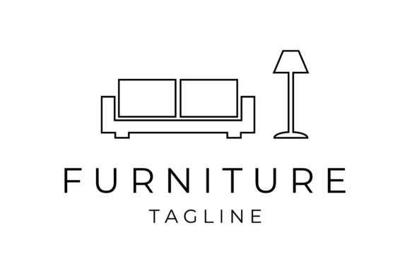 Furniture Interior Logo Line Art Vector