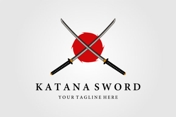 Katana Sword Logo Vintage Vector Design