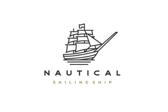Line Art Monoline Sailing Ship Logo