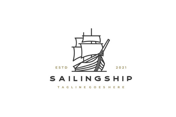 Monoline Sailing Ship Logo Design