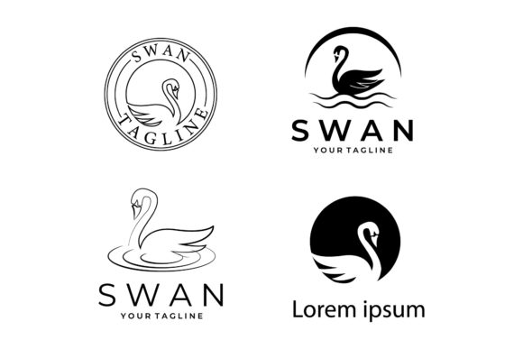 Set or Bundle Swan Logo Vector Icon